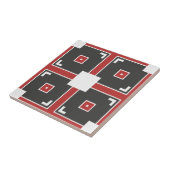 Rode, donkergrijze en witte, moderne mozaïekgeomet tegeltje (Zijkant)