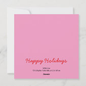 Rode Doodle Boog Frame Roze Aangepaste Foto Feestdagenkaart (Achterkant)