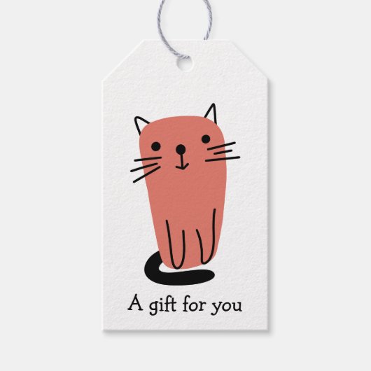 Rode Doodle Kat Geschenk Voor Jou Aangepast Cadeaulabel (Voorkant)
