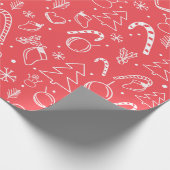 Rode Doodle Kerstpatroon - Feestelijke vakantie Cadeaupapier (Hoek)