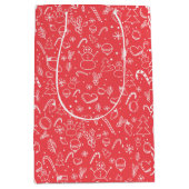 Rode Doodle Kerstpatroon - Feestelijke vakantie Medium Cadeauzakje (Voorkant)