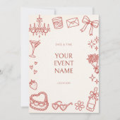 Rode Doodle Verjaardagsframe Kaart (Voorkant)