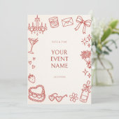 Rode Doodle Verjaardagsframe Kaart (Staand voorkant)