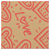 Rode Doodles Harten Liefde Patroon Stof (Close Up)
