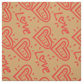Rode Doodles Harten Liefde Patroon Stof (Swatch)