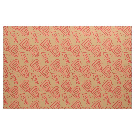Rode Doodles Harten Liefde Patroon Stof (Fat Quarter)