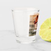 Rode doorzitters op de zand shot glas (Links)