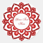 Rode Dot Mandala Bloem Ronde Sticker (Voorkant)