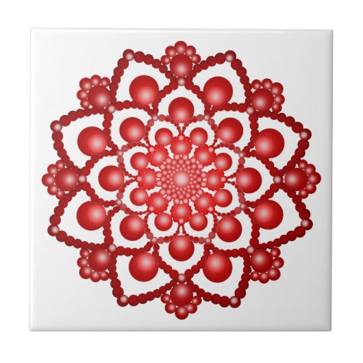 Rode Dot Mandala Bloem Tegeltje (Voorkant)