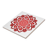 Rode Dot Mandala Bloem Tegeltje (Zijkant)