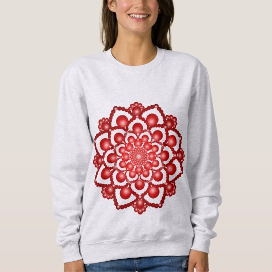 Rode Dot Mandala Bloem Trui (Voorkant)