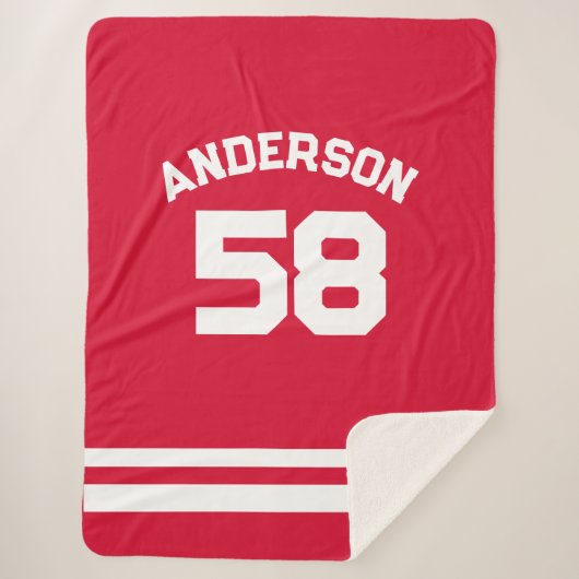 Rode Douanenaam & Nummer Sportfan Sherpa Deken (Voorkant)