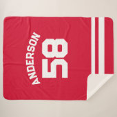 Rode Douanenaam & Nummer Sportfan Sherpa Deken (Voorkant (horizontaal))