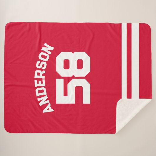 Rode Douanenaam & Nummer Sportfan Sherpa Deken (Voorkant (horizontaal))