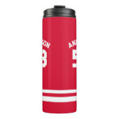 Rode Douanenaam & Nummer Sportfan Thermosbeker (Voorkant)