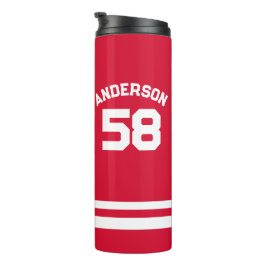 Rode Douanenaam & Nummer Sportfan Thermosbeker