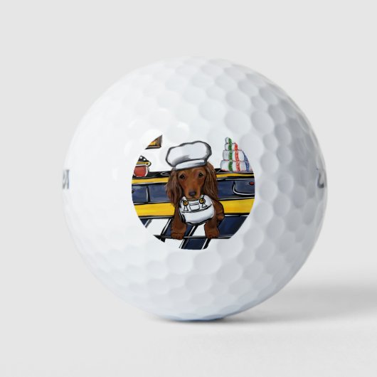 Rode Doxie Chef Golfballen (Voorkant)