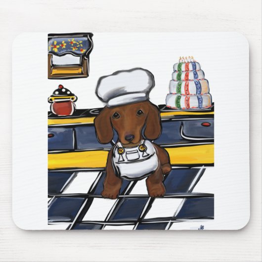 Rode Doxie Chef Muismat (Voorkant)