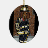 Rode Doxie Keramisch Ornament (Rechts)