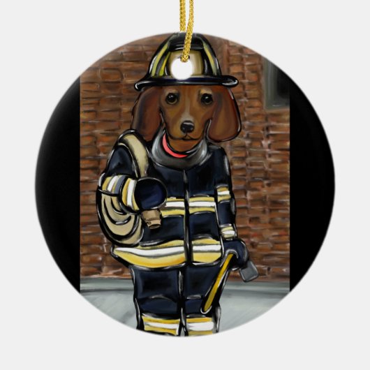 Rode Doxie Keramisch Ornament (Voorkant)
