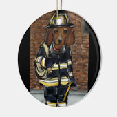 Rode Doxie Keramisch Ornament (Links)
