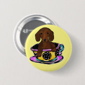 Rode Doxie Ronde Button 5,7 Cm (Voorkant /achterkant)