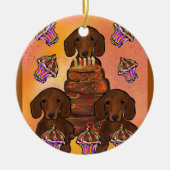 Rode Doxies Keramisch Ornament (Voorkant)
