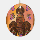 Rode Doxies Keramisch Ornament (Links)