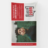 Rode dozen & foto afstudeerbanner spandoek (Verticaal)