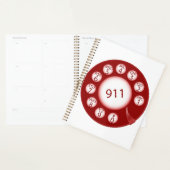 Rode draaischijf telefoonkiezer 911 noodnummer planner (Display)