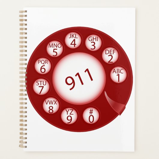 Rode draaischijf telefoonkiezer 911 noodnummer planner (Voorkant)