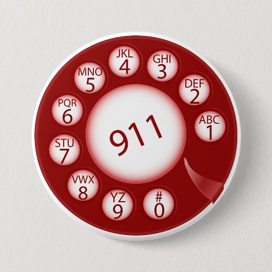 Rode draaischijf telefoonkiezer 911 Noodnummer Ronde Button 7,6 Cm (Voorkant)