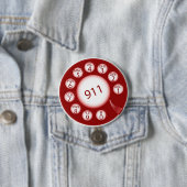 Rode draaischijf telefoonkiezer 911 Noodnummer Ronde Button 7,6 Cm (In situ)