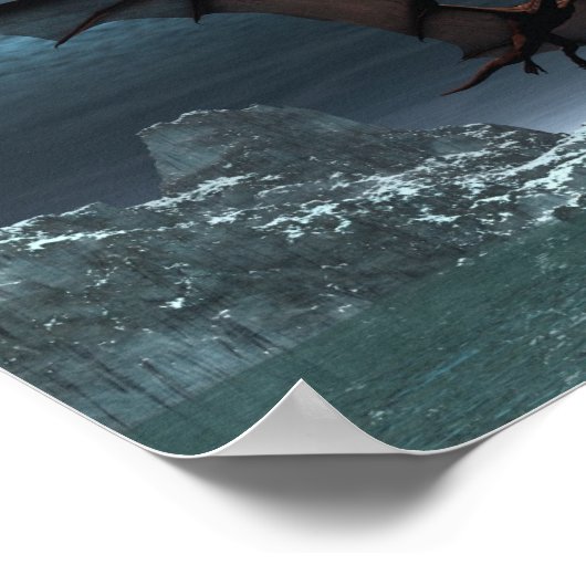 Rode draak bij nacht poster (Hoek)