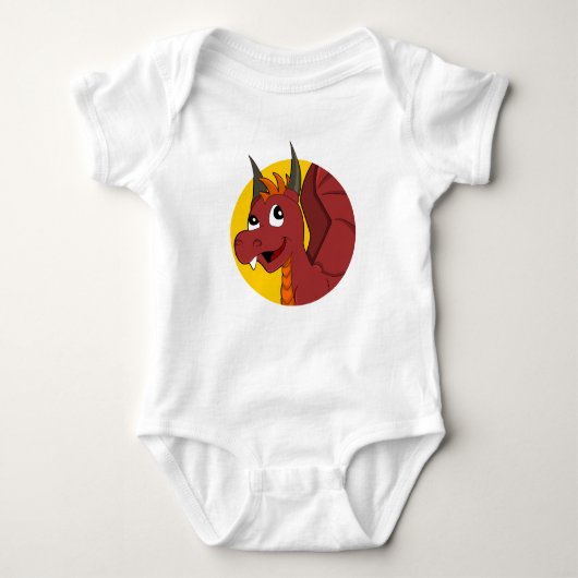 Rode draak cartoon baby romper (Voorkant)