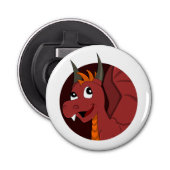 Rode draak-cartoon button flesopener (Voorkant)