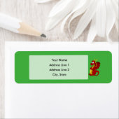 Rode draak-cartoon etiket (Insitu)