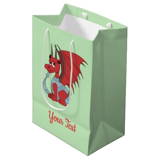 Rode draak cartoon Gift Bag Medium Cadeauzakje (Voorkant Gekanteld)