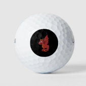 Rode draak-cartoon golfballen (Voorkant)