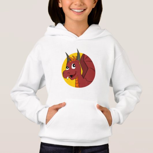 Rode draak cartoon hoodie (Voorkant)