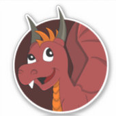 Rode draak cartoon op maat gesneden vinyl sticker (Voorkant)