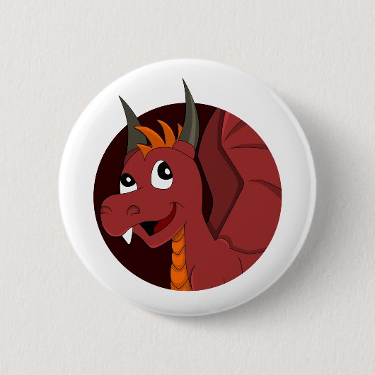 Rode draak-cartoon ronde button 5,7 cm (Voorkant)