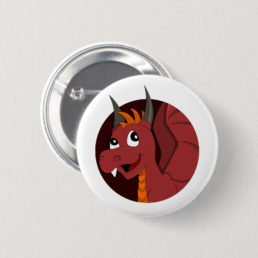 Rode draak-cartoon ronde button 5,7 cm (Voorkant /achterkant)