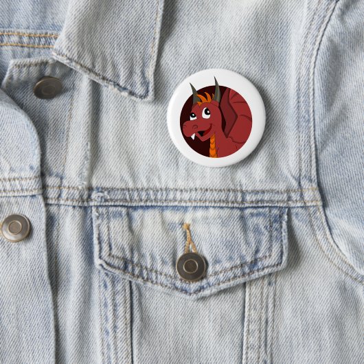 Rode draak-cartoon ronde button 5,7 cm (In situ)