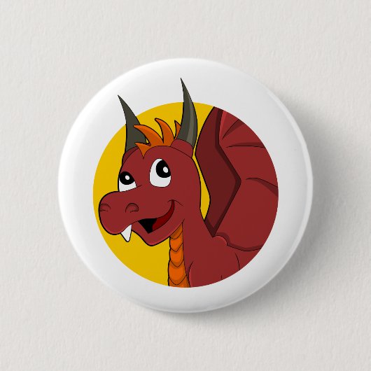 Rode draak-cartoon ronde button 5,7 cm (Voorkant)