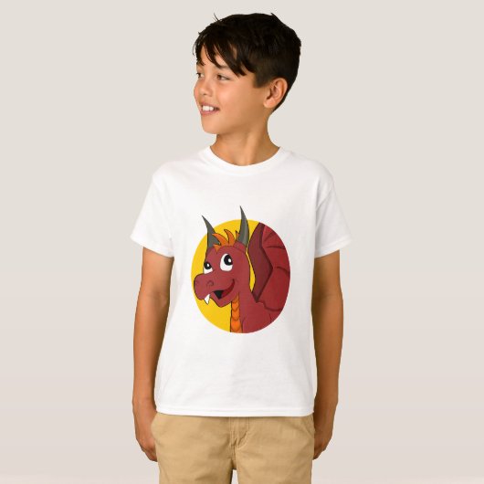 Rode draak cartoon T-Shirt (Voorkant volledig)