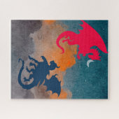 rode draak die 's nachts in de nacht vliegt legpuzzel (Horizontaal)