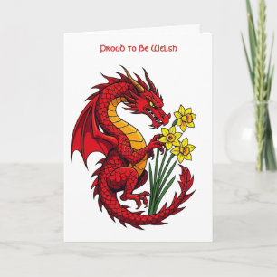 Rode Draak En Narcissen Ontwerp Kaart
