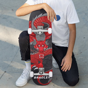 Rode Draak Gepersonaliseerde Naam Skateboard