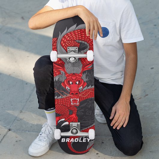 Rode Draak Gepersonaliseerde Naam Skateboard